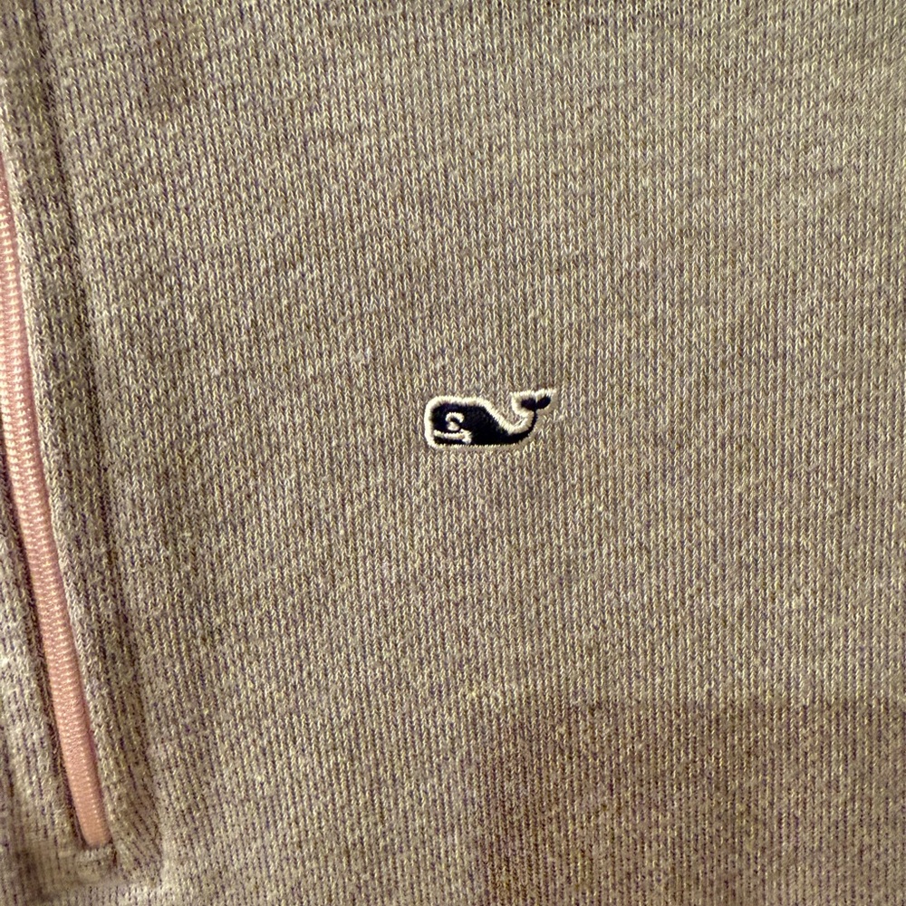 Vineyard Vines 1/4 Zip Pullover Shirt Gray Polo Style Pink Trim Women's Small - Picture 3 of 5